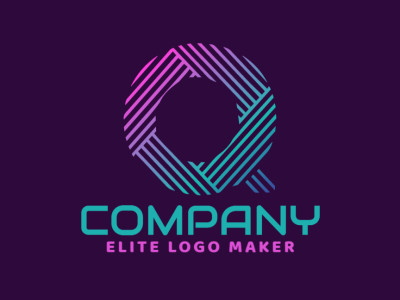 A flashy logo design with a striped 'Q', illustrated in vibrant green, blue, and pink colors.