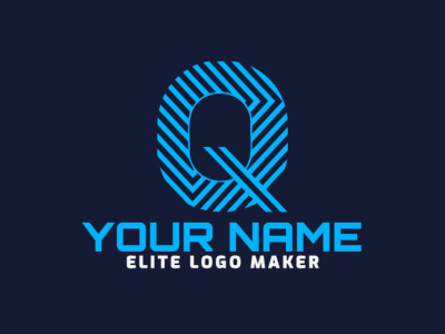 Un logotipo vectorial elegante y apropiado con una 'Q' rayada en azul, perfecto para diversas necesidades de marca.