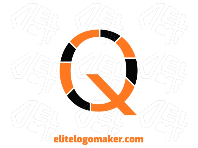 Um modelo de logotipo simples com a letra 'Q' em preto e laranja, projetado com linhas limpas para um visual moderno e profissional.