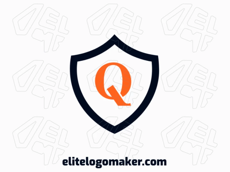 Um design criativo de emblema com a letra 'Q' dentro de um escudo, combinando força e elegância em um estilo visual único.
