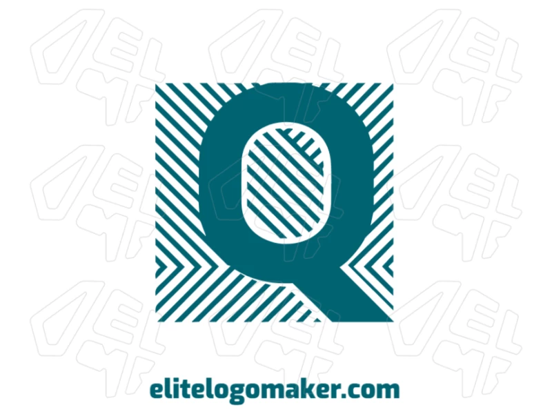 Um logo personalizável com a letra "Q" dentro de um quadro listrado, oferecendo um design elegante e único para uma identidade de marca personalizada.