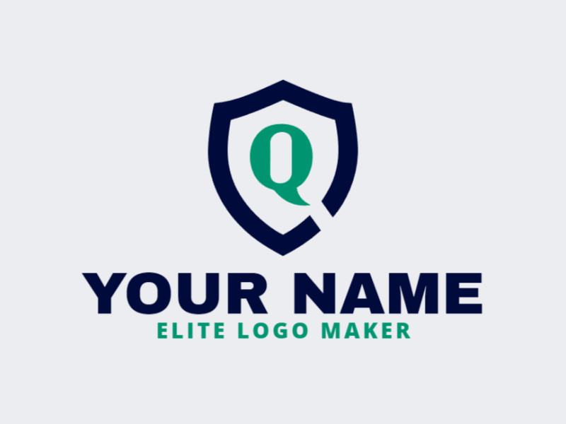 Un logotipo creativo en estilo emblema con la letra 'Q' dentro de un escudo fuerte, fusionando poder y precisión en un diseño único e inolvidable.