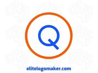 Una letra "Q" editable dentro de un círculo naranja, diseñada en estilo minimalista con colores vibrantes para una apariencia limpia y moderna.