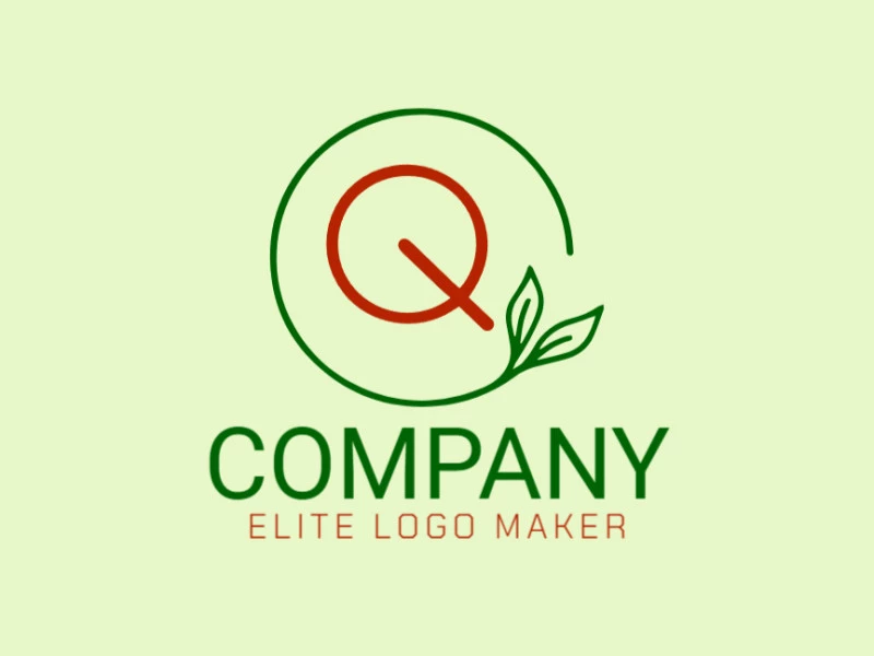 Um logotipo circular interessante com a letra 'Q' entrelaçada com folhas, ideal para uma empresa com um toque criativo.