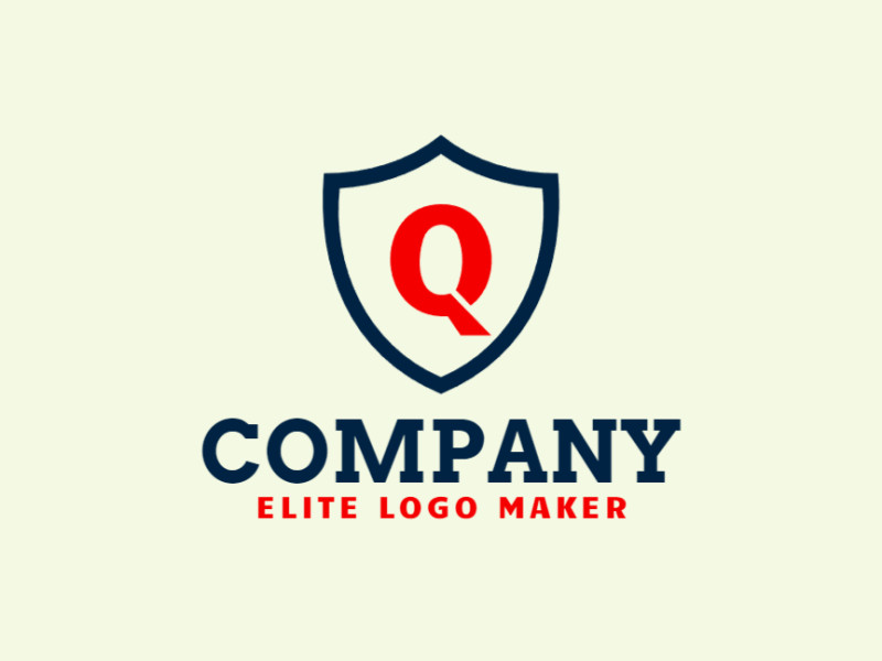 Un logotipo emblemático que presenta la letra 'Q' combinada con un escudo, exudando fuerza y estabilidad con una combinación de colores naranja y azul oscuro, ideal para una marca robusta y confiable.