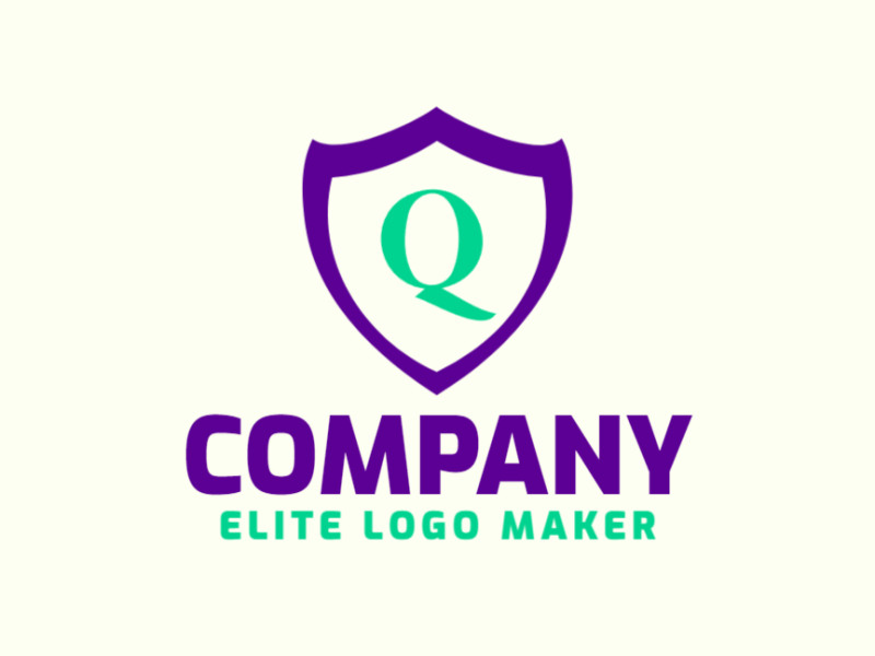 An emblem logo design featuring the fusion of letter "Q" and a shield, a noticeable illustration for branding.