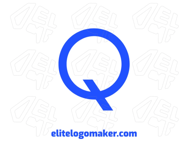 Um design sutil e minimalista da letra 'Q' em azul, criando um logo limpo e moderno com foco na simplicidade.