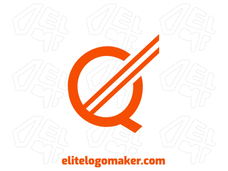 Um design criativo e chamativo apresentando a letra 'Q' com um design minimalista e cor laranja, criando um logo ousado e chamativo com linhas limpas.