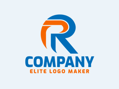 A simple yet striking 'R' letter logo design, combining vibrant orange and deep blue, ideal for a bold brand statement.