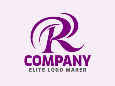 Un logo ornamental con la letra 'R' en morado real, que irradia sofisticación y elegancia.