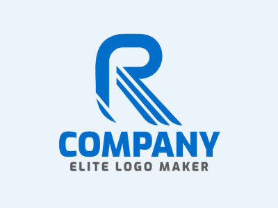 Un logo distinguido con la letra 'R' en un estilo de letra inicial, irradiando sofisticación y profesionalismo en tonos de azul.