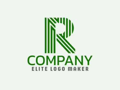 Un diseño de logotipo dinámico que presenta la letra "R" compuesta por múltiples líneas, irradiando energía y vitalidad en tonos de verde.