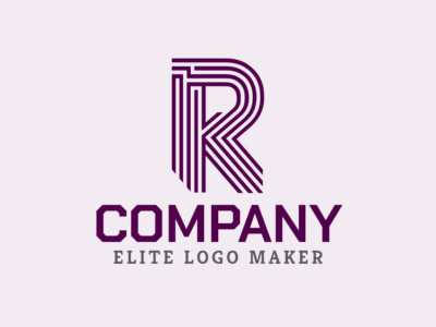 Un logotipo minimalista y creativo con la letra 'R' en púrpura, perfecto para representar elegancia y modernidad.
