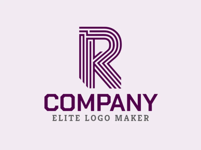 A minimalist and creative logo featuring the letter 'R' in purple, perfect for representing elegance and modernity.