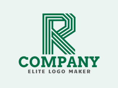 Un logotipo creativo y profesional con la letra 'R' en un estilo sofisticado de múltiples líneas con verde, ideal para una identidad de marca moderna y distintiva.