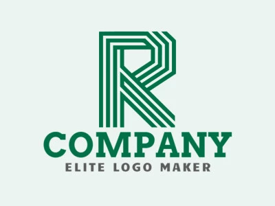 Um logotipo criativo e profissional com a letra 'R' em um estilo sofisticado de múltiplas linhas com verde, ideal para uma identidade de marca moderna e distinta.