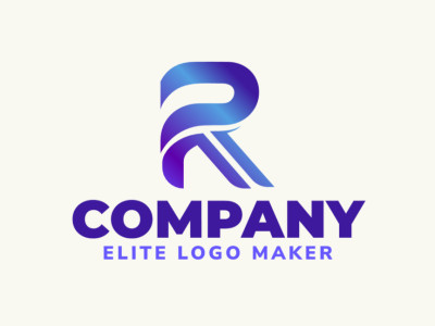 Un logotipo con estilo degradado que presenta la letra 'R', combinando perfectamente tonos de azul y púrpura para un aspecto moderno y dinámico.