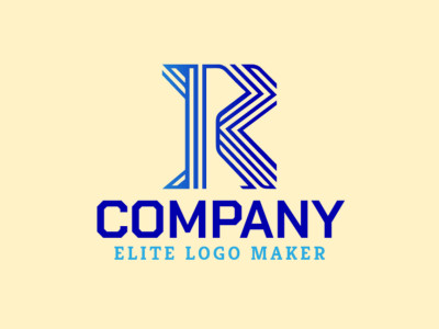 Un diseño de logo innovador que presenta la letra 'R' con un estilo a rayas y degradado.