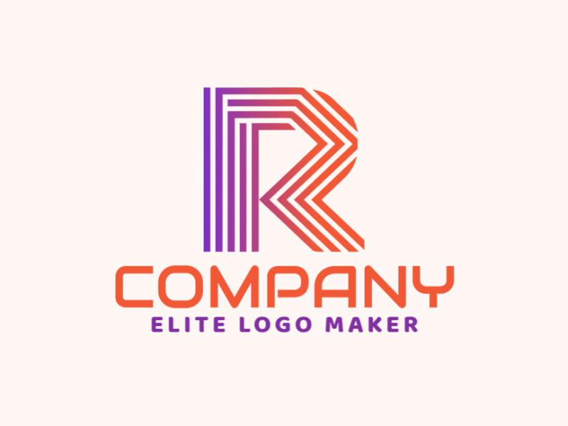 A vibrant logo showcasing the letter 'R' in a striped gradient design blending orange and purple hues.