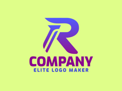 Un diseño de logotipo con degradado con la letra 'R', mezclando tonos de azul y morado para un efecto hipnotizante.