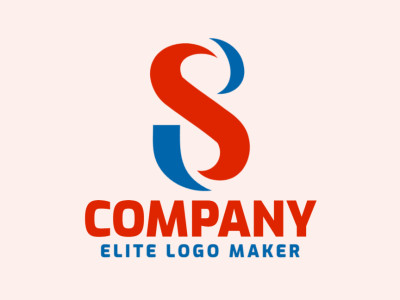 Um design de logo abstrato apresentando a letra "S", mesclando tons de azul e vermelho para evocar criatividade e dinamismo.