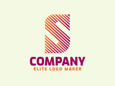 Un diseño de logotipo a rayas y dinámico que presenta la letra 'S', con un gradiente cautivador de tonos naranja y morado.