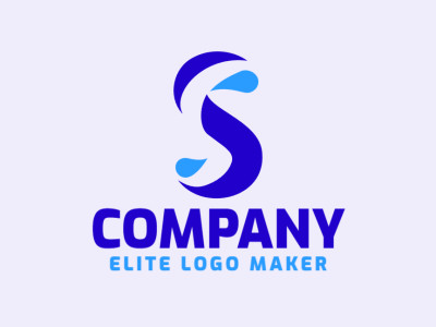 Un diseño de logo minimalista que presenta la letra "S" entrelazada con gotas de agua, evocando tranquilidad y fluidez en tonos azules serenos.
