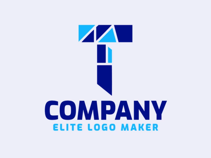 A minimalist logo featuring the letter 'T', epitomizing simplicity and sophistication in shades of blue and dark blue.