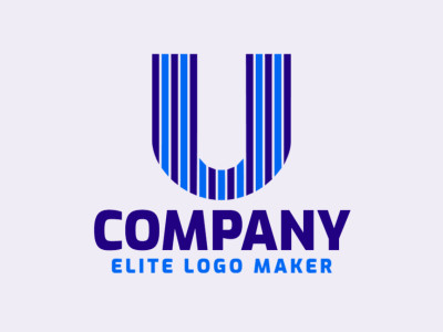 Un diseño de logotipo minimalista que presenta la letra "U", elegantemente elaborado con tonos de azul.