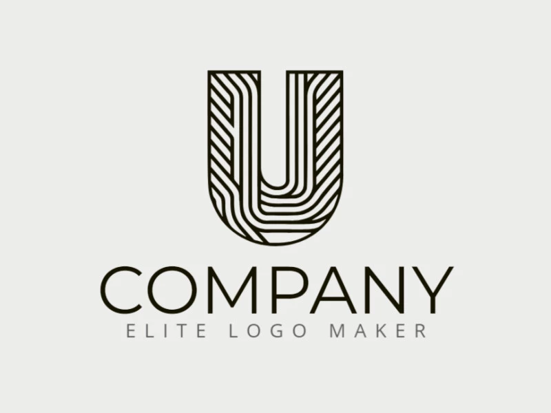 Un diseño de logotipo elegante y moderno que presenta la letra 'U' elaborada con múltiples líneas para un toque sofisticado.