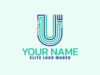 Un logotipo monolínea distinguido con la letra 'U' formada por varias líneas dinámicas, creando un diseño elegante y moderno.