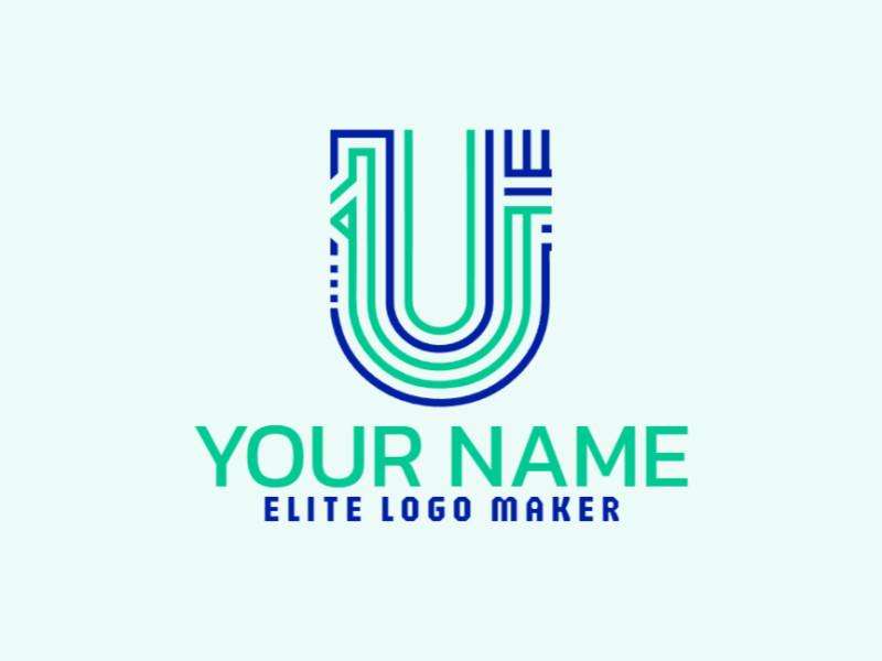 A distinguished monoline logo featuring the letter 'U' formed by several dynamic lines, creating a sleek and modern design.