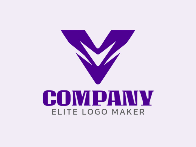 Um logo elegante e minimalista com a letra 'V', elegantemente elaborado em roxo para transmitir um senso de criatividade e sofisticação.