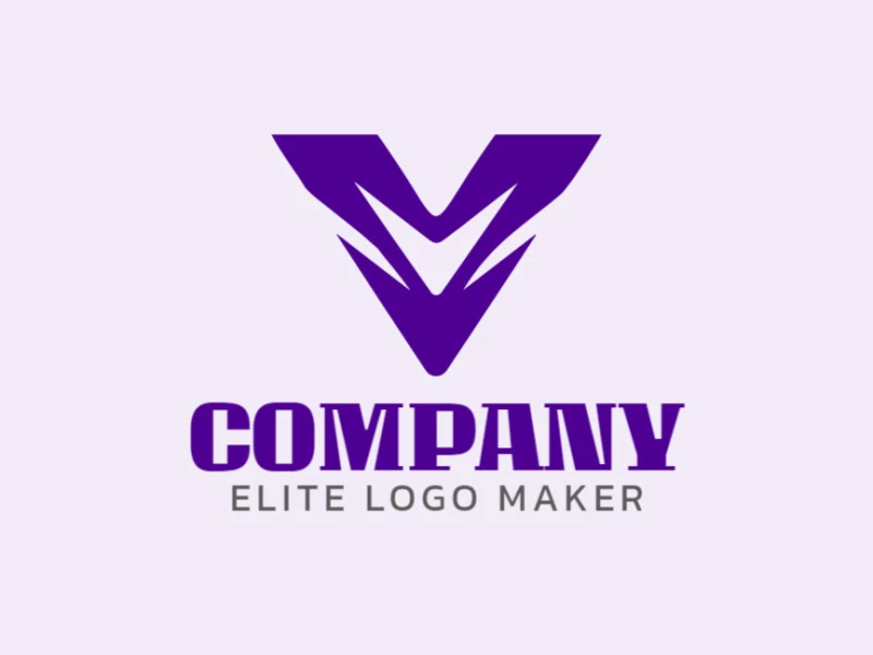 Um logo elegante e minimalista com a letra 'V', elegantemente elaborado em roxo para transmitir um senso de criatividade e sofisticação.