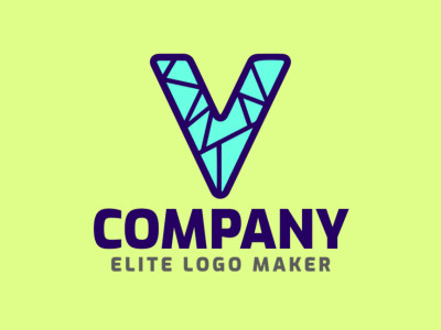 Un diseño de logotipo en estilo mosaico que presenta la letra 'V', con tonos de verde y azul oscuro, creando un patrón cautivador e intrincado.