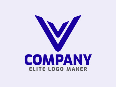Um logo abstrato apresentando a forma da letra 'V', criativamente projetado em tons de azul.