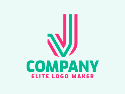 El modelo de logotipo combina la letra 'V' y la letra 'J' en un estilo de letra inicial, creando un diseño distintivo y moderno con líneas limpias.