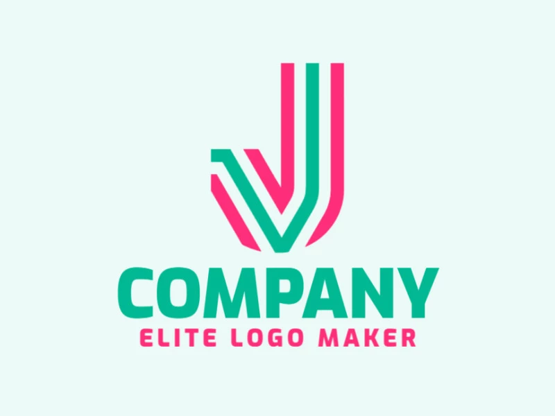 The logo template combines the letter 'V' and letter 'J' in a sleek initial letter style, creating a distinctive and modern design with clean lines.