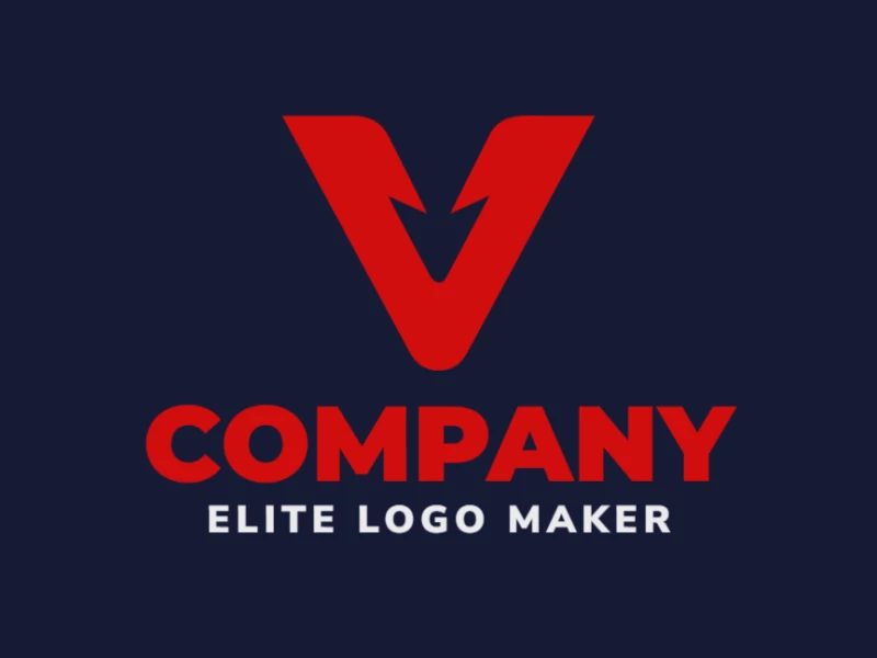 Logotipo vectorial minimalista con la forma de la letra 'V' en rojo, totalmente personalizable para varios usos.