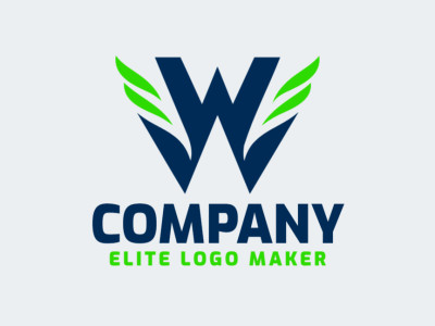 Um design de logotipo simples, porém impactante, apresentando a letra "W", mesclando tons de verde e azul para um toque refrescante.