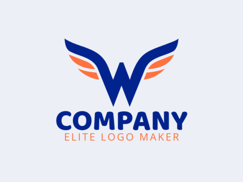 Crafting a dynamic initial letter logo with the letter "W", merging blue and orange hues for a striking visual identity.