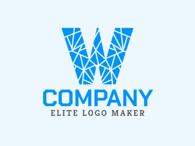 Un logo de estilo mosaico con un cautivador 'W' azul, que representa unidad y diversidad, ideal para marcas que buscan una identidad vibrante e inclusiva.