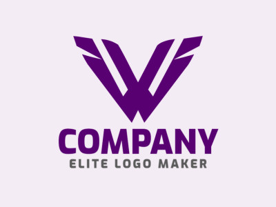 A striking initial letter logo design showcasing the 'W' in vibrant purple.