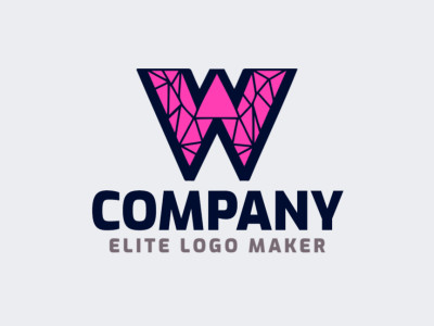 An eye-catching logo design featuring the letter "W" in a captivating mosaic style, blending black and pink hues with artistic flair.