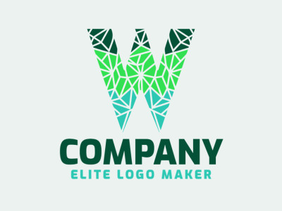 A mosaic-style logo featuring the letter 'W' composed of intricate shapes, merging green and blue hues.