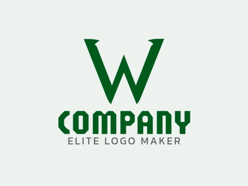 Um logotipo elegante com a letra 'W' em estilo minimalista, projetado com linhas limpas e uma estética moderna em verde.