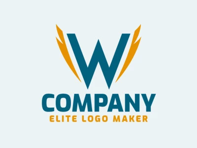 Un diseño de logotipo minimalista que muestra la letra "W" en una combinación serena de azul y amarillo vibrante.