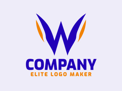 A captivating initial letter logo 'W', blending orange and dark blue hues, is ideal for a dynamic brand identity.