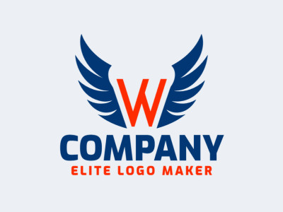 A minimalist logo featuring the letter 'W' with wings, accented in blue and orange, ideal for a brand seeking a sleek and modern identity.