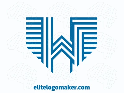 Um logotipo listrado perfeito com a letra 'W' em azul, projetado com um toque elegante e moderno para um visual distinto.